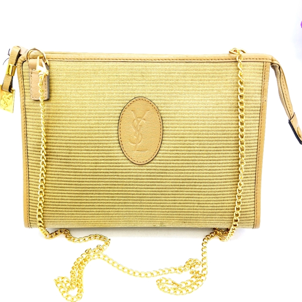 Yves Saint Laurent Green Brown Leather Bag